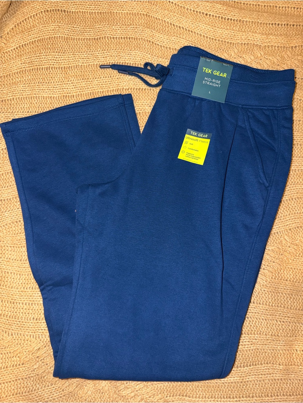 Tek Gear Ultrasoft Fleece Sweatpants Blue MidRise Straight Leg Women’s Large NWT